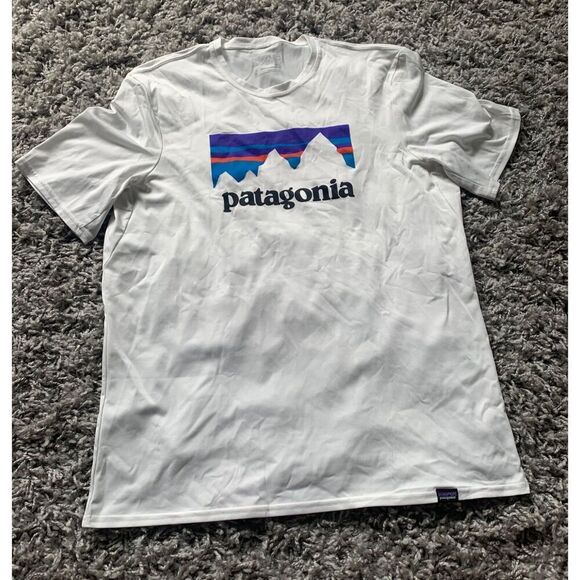 Patagonia white Capilene Baselayer Cool Daily Graphic Logo T-Shirt men’s M - Picture 3 of 6